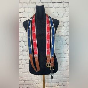 Stylish Red and Blue Belt with Brown Accents